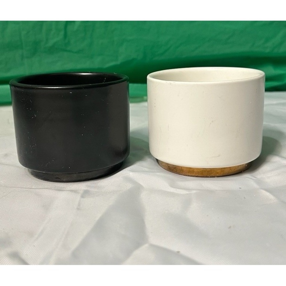 Fellow Monty Style Ceramic Cups‎ Set of 2 Black & White Coffee Tea Cups